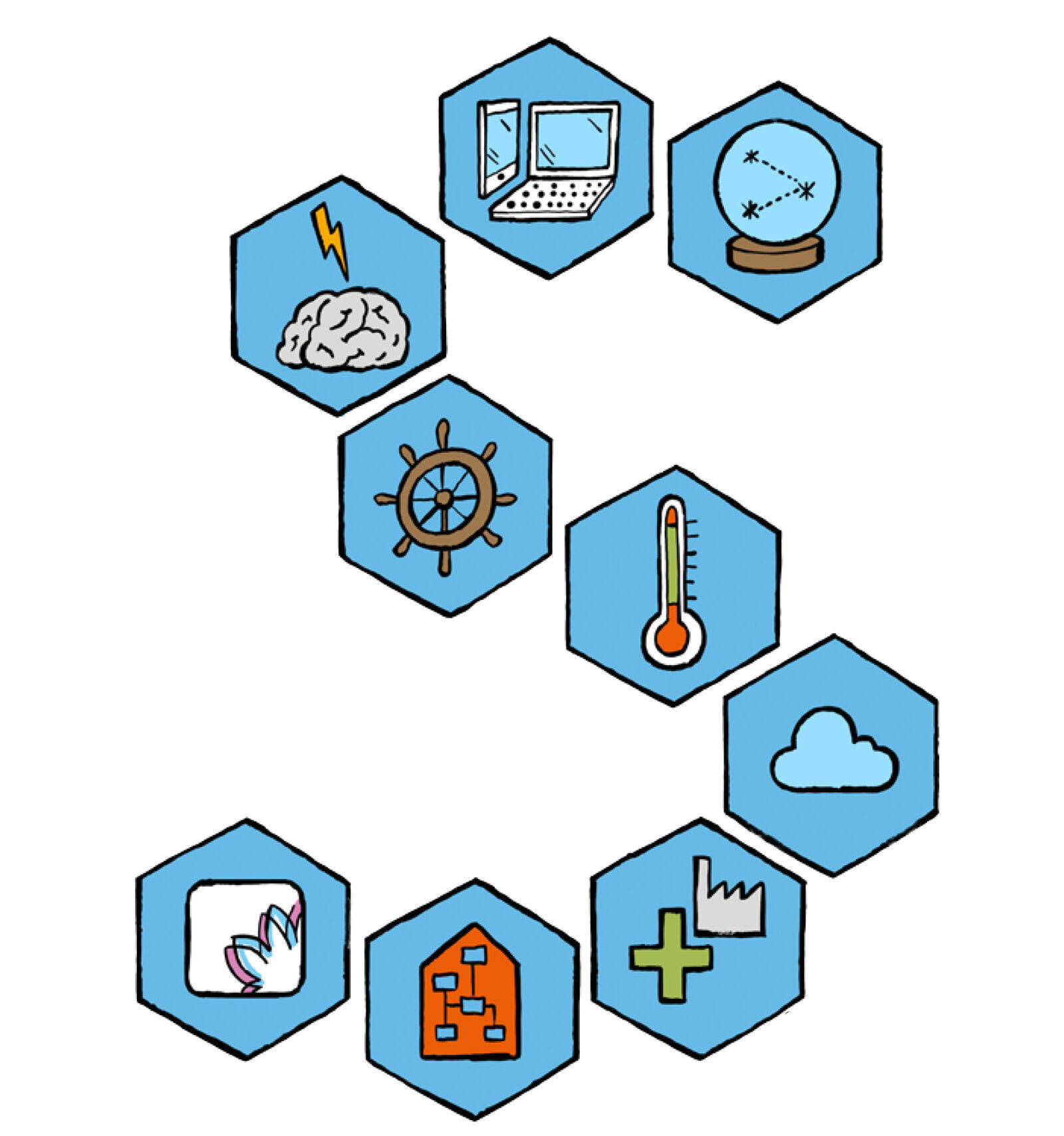 Illustration zum Thema S/4HANA mit Sechsecken 