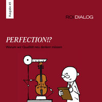 [Translate to English:] dunkelrotes Cover des ROI DIAOLG Magazin mit Illustration eines Mannes und einer Geige